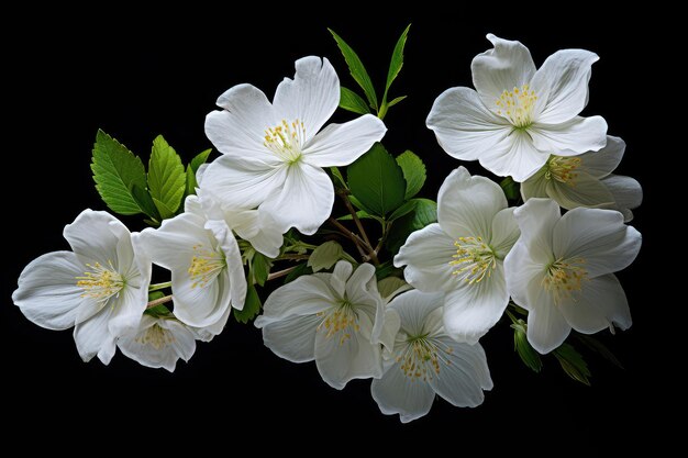 Foto flores blancas con hojas verdes