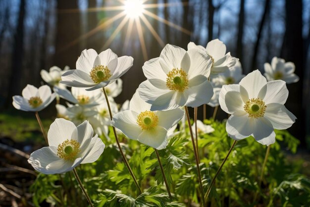 flores blancas en el jardín flores blancas y amarillas flores blancas de primavera