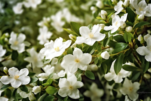 Flores blancas de jazmín en un día de primavera Primer plano