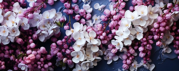 Flores blancas y lilas de glicerina como fondo