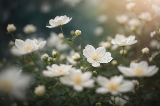 Foto flores blancas a la luz del sol