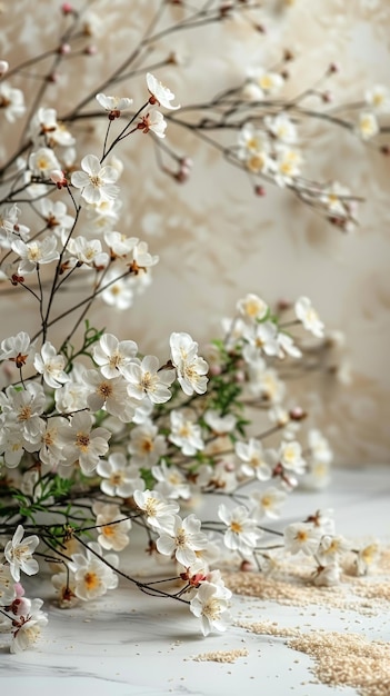 Flores blancas en la mesa