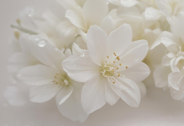 flores blancas sensuales de fondo orquídea florística con gotas de rocío