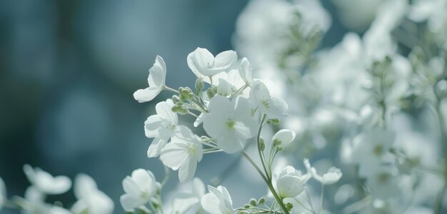 Foto las flores blancas serenas en el fondo de enfoque suave