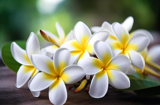 Flores blancas sobre un fondo verde