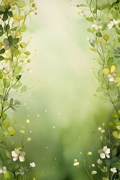 Flores blancas y verdes como adornos en el medio de un campo en blanco con espacio para su propio contenido fiesta de Año Nuevo y celebraciones