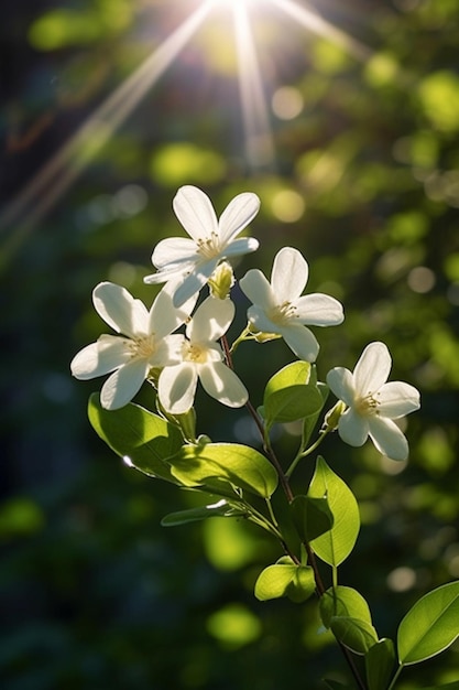 Flores brancas à luz do sol