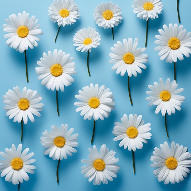 Foto flores brancas de margarida em fundo azul