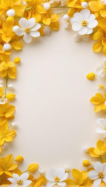 Flores brancas e amarelas em fundo amarelo gradiente Papel de parede botânico para apresentação