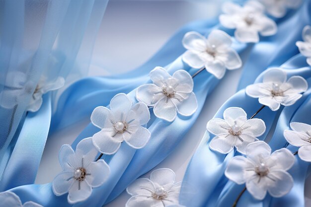 flores brancas em azul