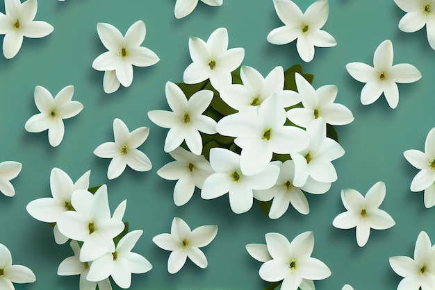 Foto flores brancas em um fundo verde