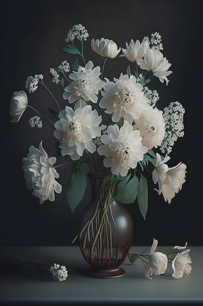 flores brancas em um vaso