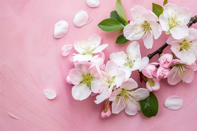 Foto flores brancas fundo rosa padrão de cartaz padrão cartão de saudação de páscoa mães de casamento