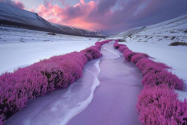 Foto las flores de brezo en la luz de la noche hd 8k papel tapiz imagen fotográfica de stock