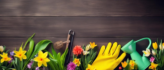 Foto flores brillantes de primavera en la jardinería