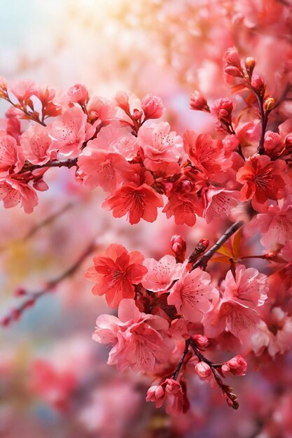 Las flores de cereza sakura en primavera con un enfoque suave