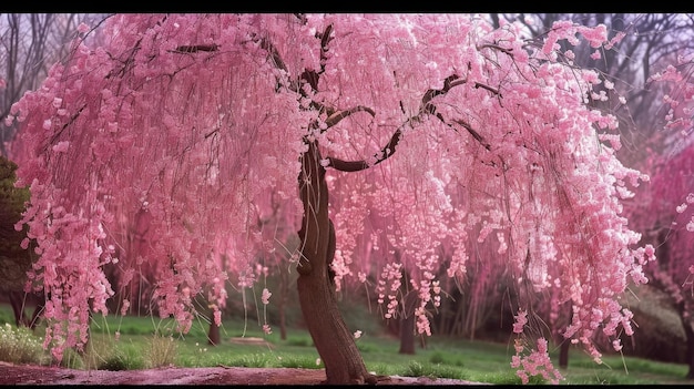 Las flores de cerezo llorando Higan las flores de cereza en Providence Rhode Island en un día soleado