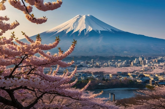 Las flores de cerezo y el monte Fuji