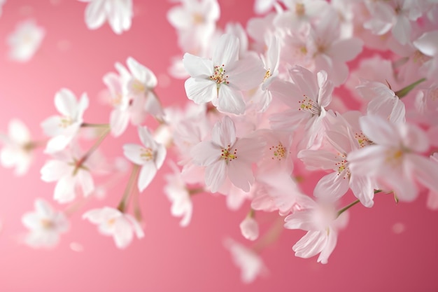 Flores de cerezo de primavera levitando en imagen de alta resolución