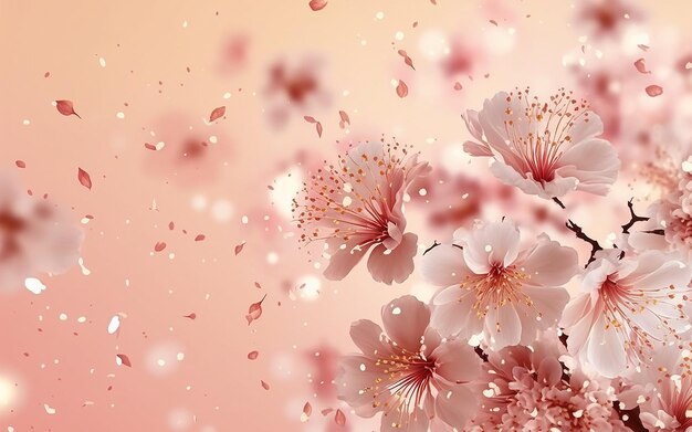 Flores de cerezo que florecen sobre un fondo rosa claro