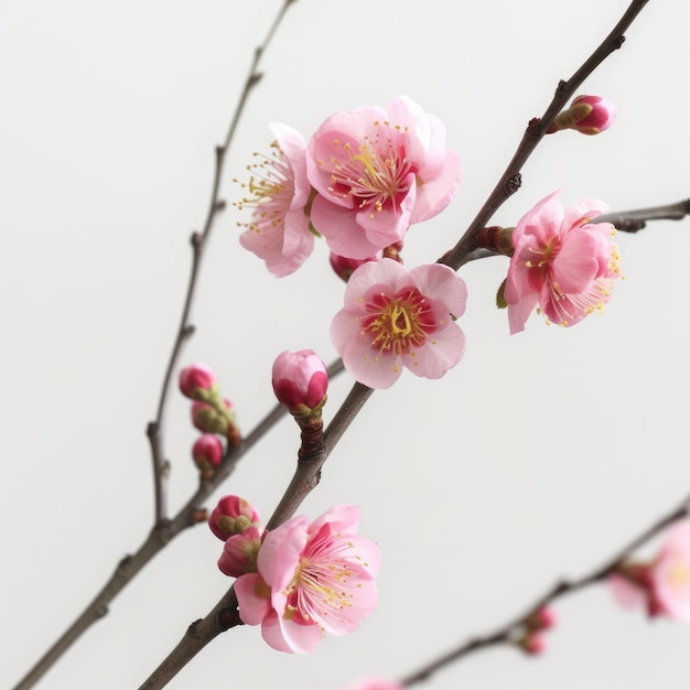 flores de cerezo sakura japonés fondo blanco