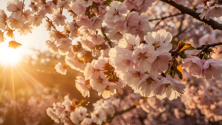 flores de cerezo en el sol