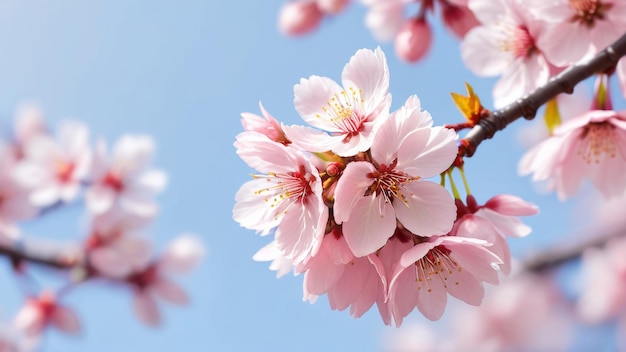 Las flores de cerezo suavemente enfocadas adornadas con una serena Sakura