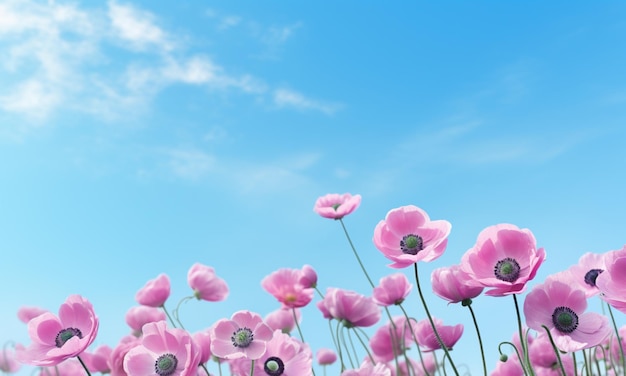 Las flores en el cielo azul