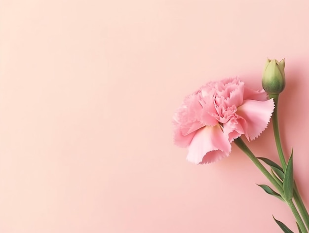 Flores de clavel rosa generadas por IA Día de la madre Concepto de fondo del Día de San Valentín IA generativa