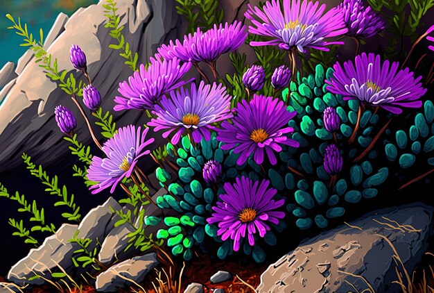 Flores de color púrpura en un hermoso entorno natural closeup