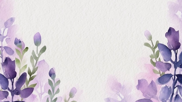 Flores de color púrpura sobre un fondo blanco con un lugar para texto