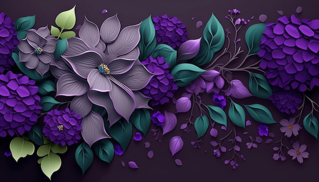 Flores de color púrpura sobre un fondo oscuro