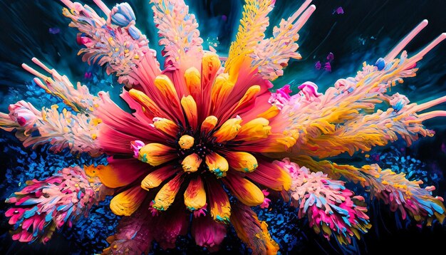 Foto las flores de colores brillantes están dispuestas en un arreglo colorido