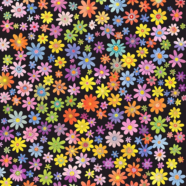 flores de colores en una fila