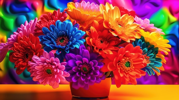 Foto flores de colores en un florero