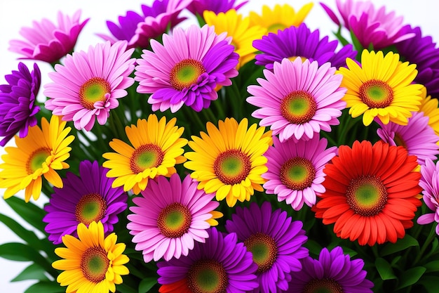 Flores de colores en un florero