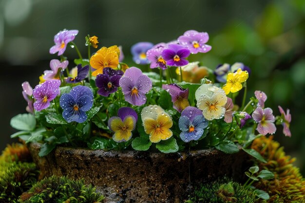 Flores de colores en la olla