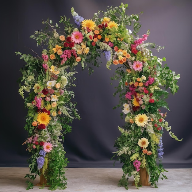 Foto flores coloridas de arco de casamento