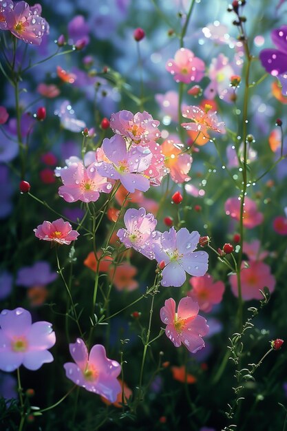 Flores coloridas do cosmos florescendo no jardim foco suave