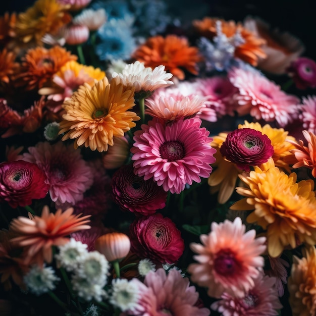 Flores coloridas flores florecientes para celebrar el día de la madre.