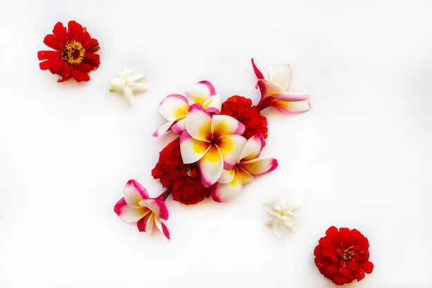 Foto flores coloridas locais da ásia arranjo estilo de cartão postal plano leigo