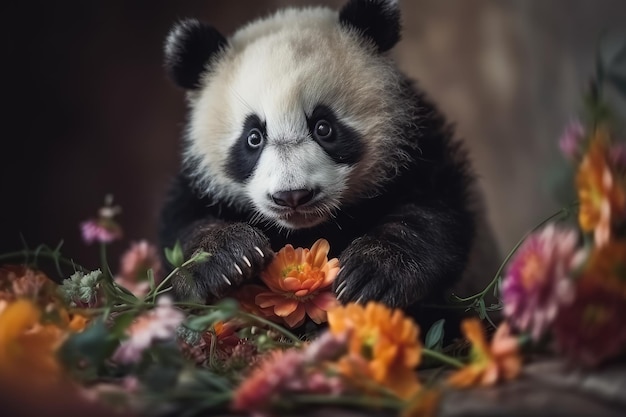 Las flores coloridas del panda generan Ai