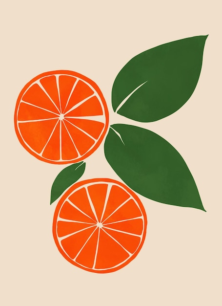 Flores coloridas pintadas a mano Dibujo botánico floral único Arte de fruta naranja