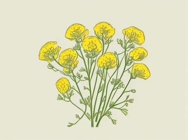 Flores de colza amarillas Ilustraciones vectoriales muy bonitas
