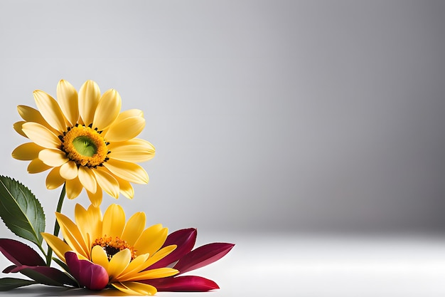 flores com cor amarela e fundo branco cinza apresentação do produto