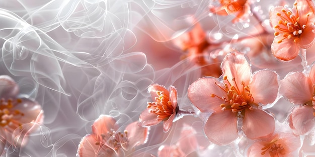 Foto flores congeladas en hielo que mezclan elementos fríos con belleza delicada concepto flores hielo naturaleza belleza creatividad