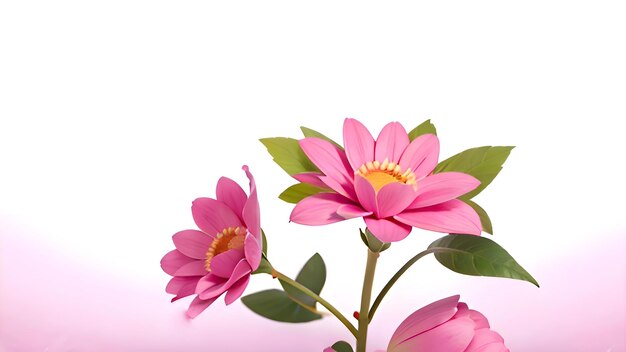 Flores cor-de-rosa com folhas verdes