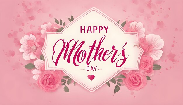 Flores cor-de-rosa com um fundo rosa e uma moldura para um cartão para o dia das mães