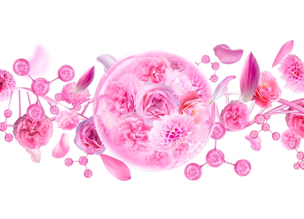flores cor de rosa e molécula
