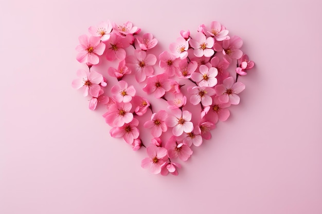 Flores cor-de-rosa florescendo em forma de coração, representando amor e apoio ao sobrevivente do câncer